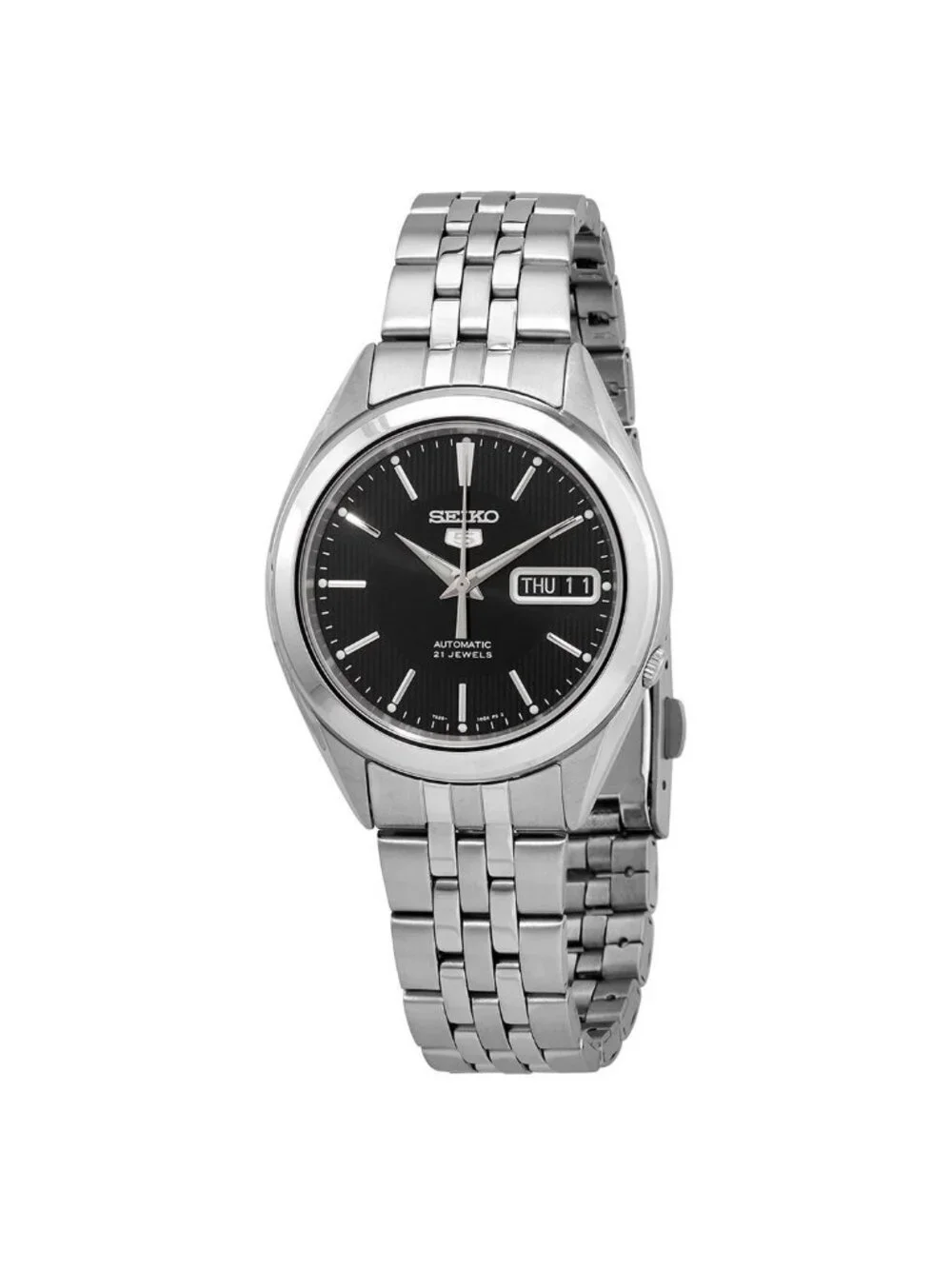 NWT Seiko 5 Black Dial Stainless Steel Men's Watch